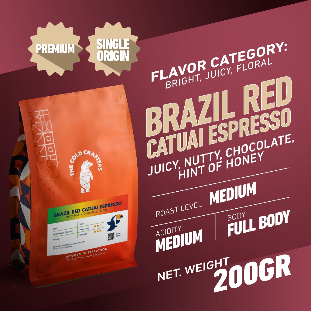 

Brazil Red Catuai Espresso Arabica Coffee Biji Kopi Bubuk Arabika