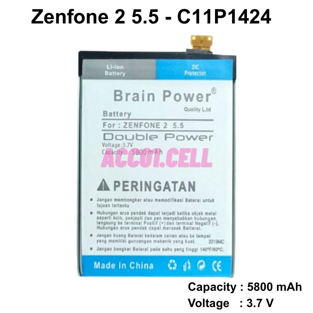 Baterai Asus Zenfone 2 5.5 - ZE550ML - ZE551ML - Z00AD - ZE500AD - C11P1424 Double Ic Brain Power