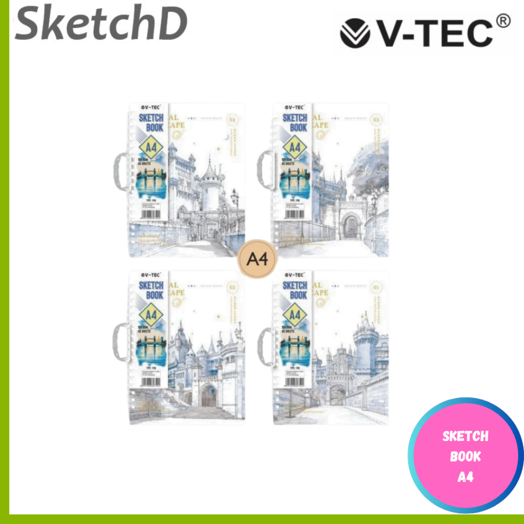 

Buku Gambar Sketsa A4 Ring Samping + Handle V-tec 100 gsm 45 lembar Sketch Book