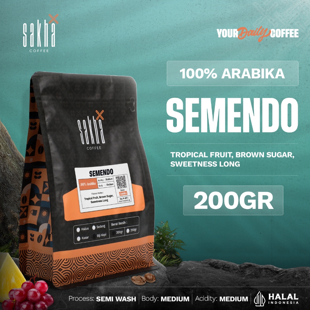 

Kopi Arabika Semendo Arabica Coffee Beans 200gr Roast Bean Biji Bubuk