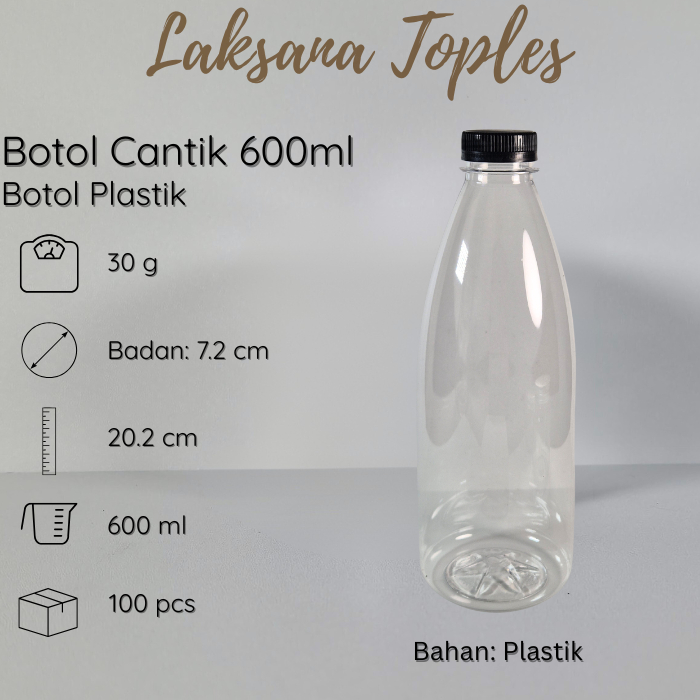 Botol Cantik - 600 ml tebal premium / botol cantik 600ml / botol jus plastik
