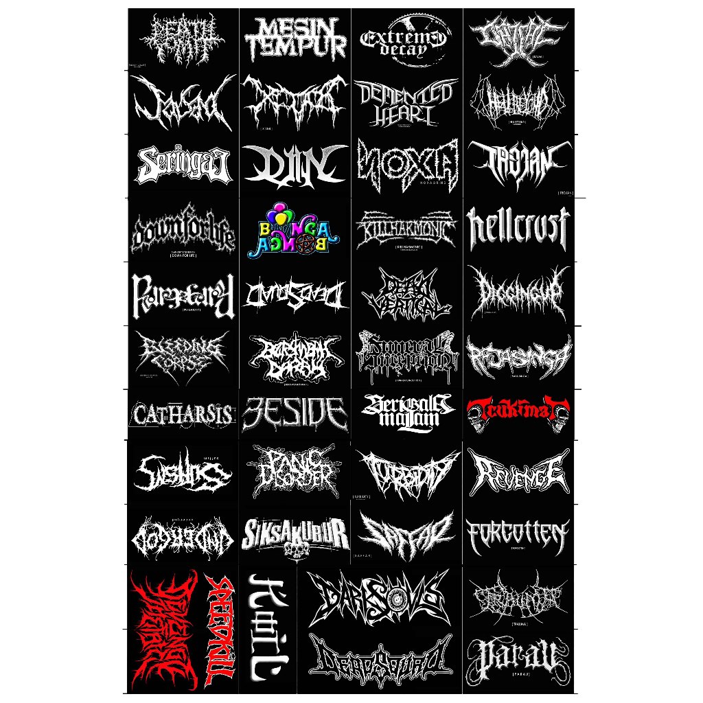 

Sticker Metal Edisi HAMMERSONIC full band | Sticker vinyl 100% anti air | isi 45 pcs + BONUS