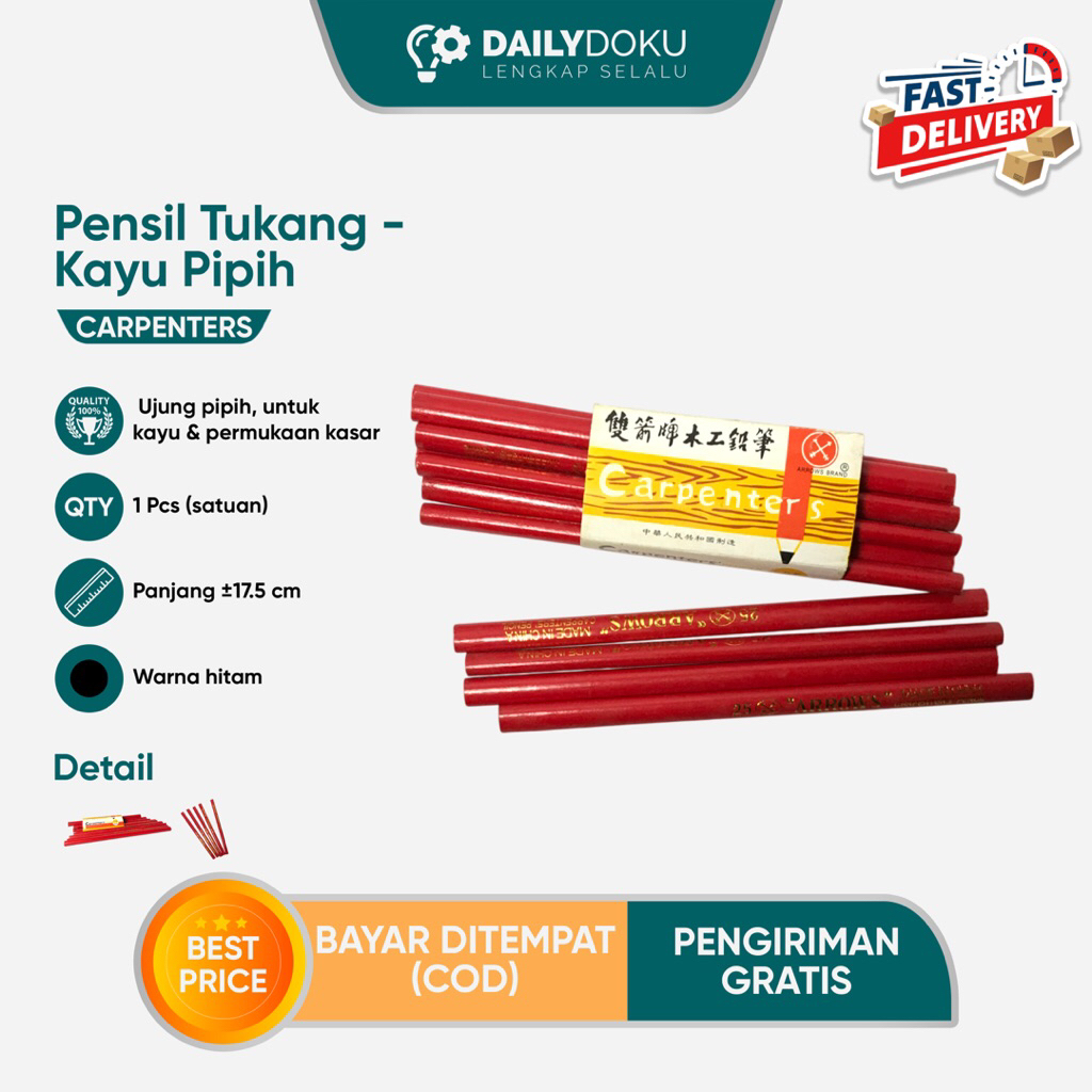 

Pensil Tukang Carpenters – Pensil Kayu Pipih untuk Permukaan Kasar