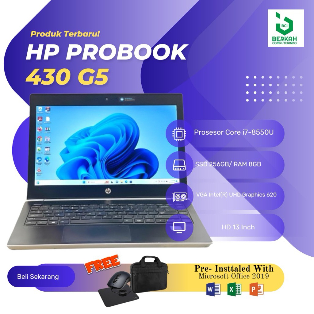HP ProBook 430 G5 Core i7 gen 8 RAM 8GB SSD 256GB