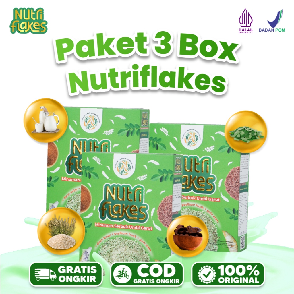 

Nutriflakes Sereal Umbi Garut Asam Lambung - Ampuh Mengatasi Asam Lambung Gerd Maag 3 Box