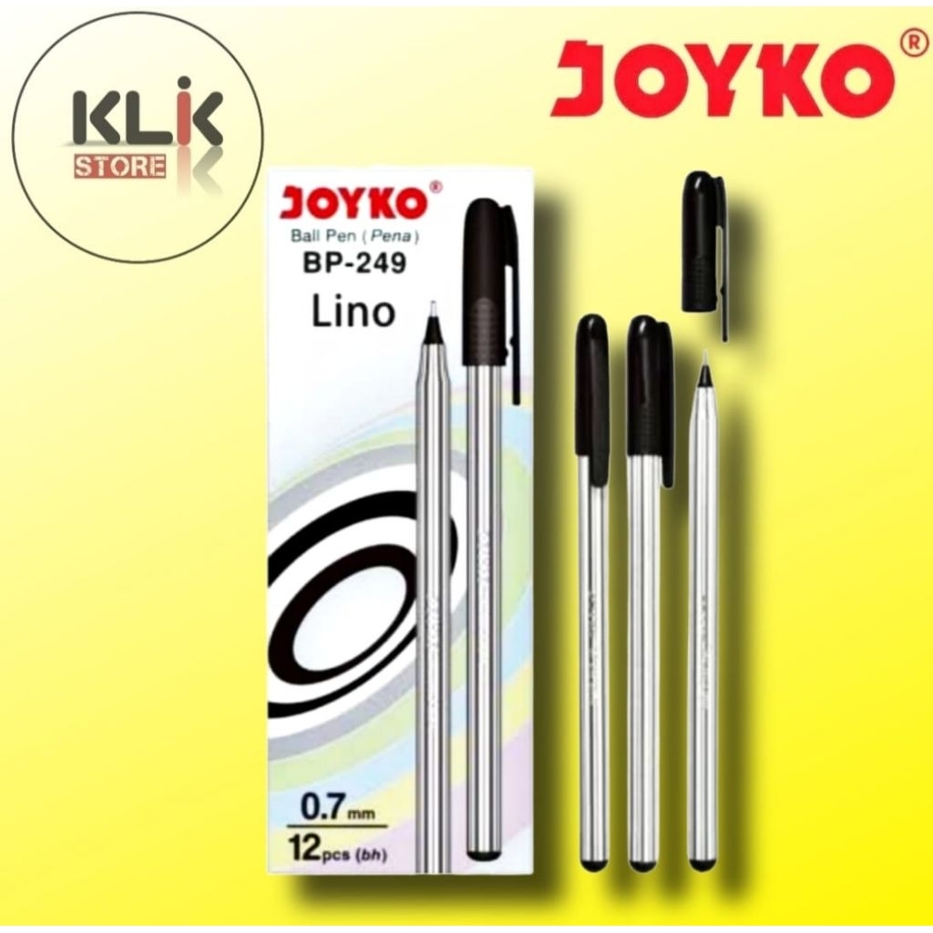 

(Pack / 12pcs) Pulpen Joyko Lino BP-249 Hitam / Bolpen Pena