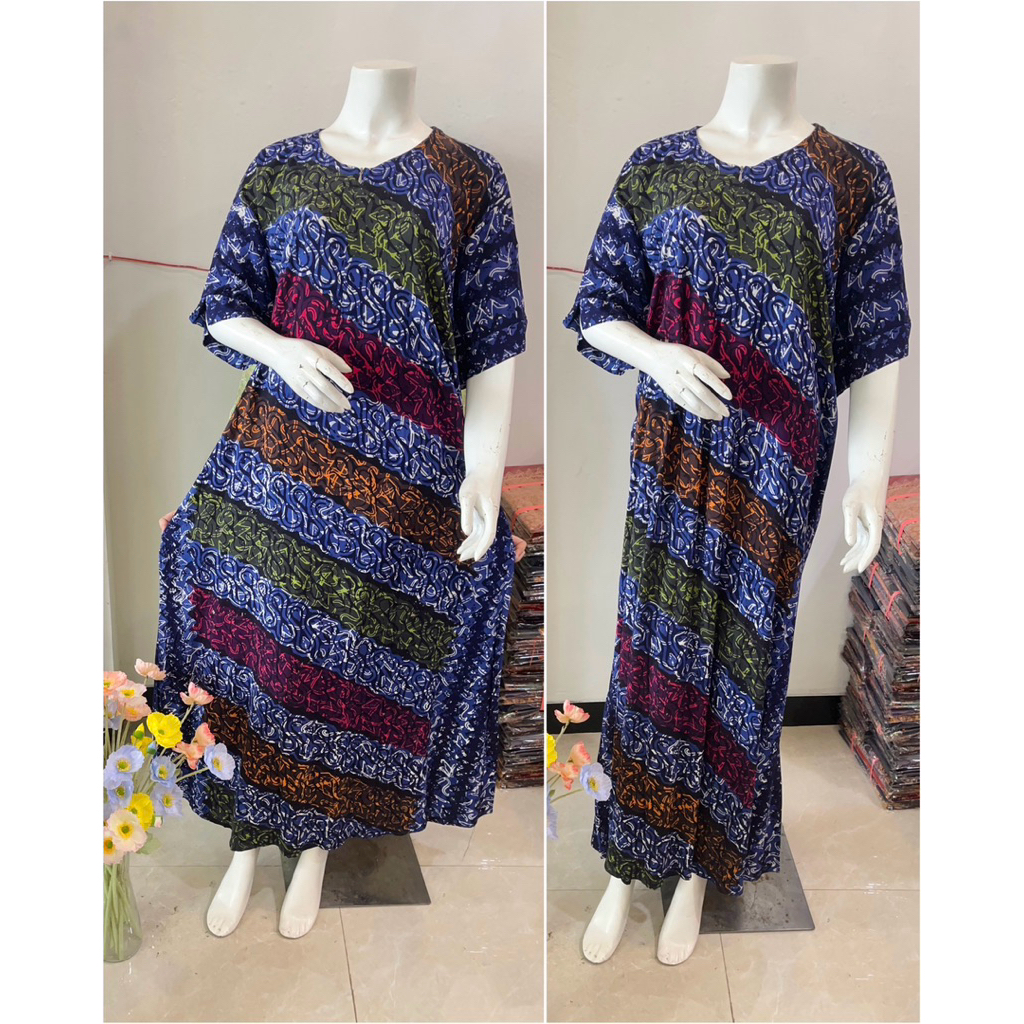 (2motif) PUTRI NAURA - Longdress Tangan 3/4 Batik Halus Premium Gamis Harian Busui Jumbo