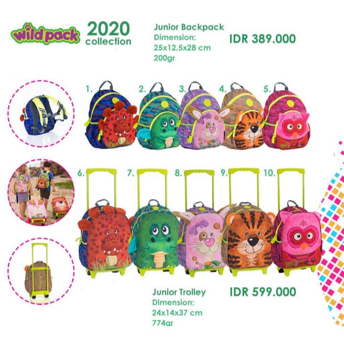 KODE K88A CLEARANCE SALE Okiedog New Wildpack Junior Backpack dan Trolley  Tas Ransel dan Troli Seko