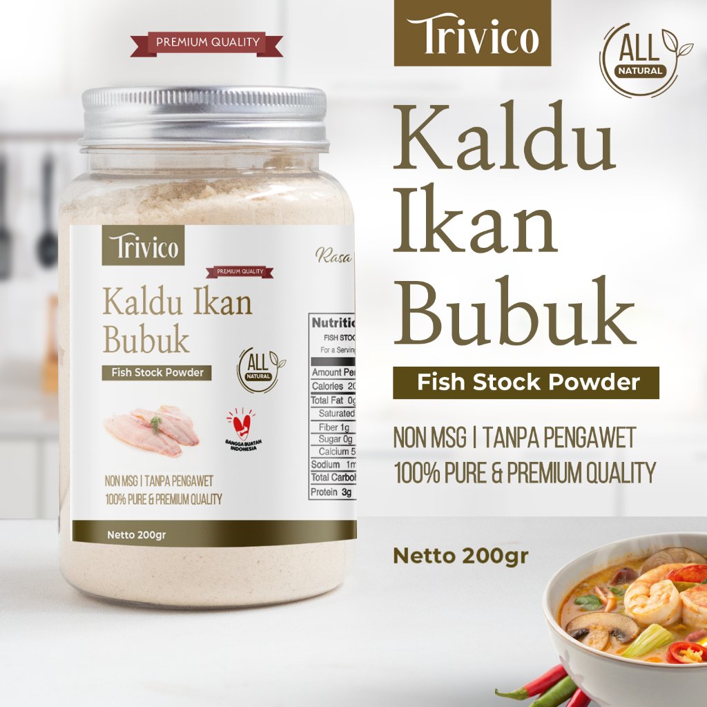 

TRIVICO | kaldu Ikan Bubuk | Fish Stock Powder | Non-MSG | Bumbu Kaldu Masakan Sehari-hari | Kaldu Sehat Alami