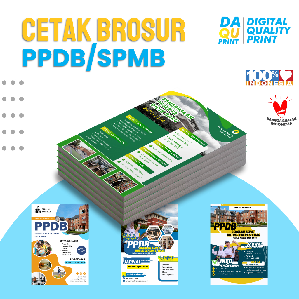 

CETAK BROSUR PPDB A5 - CUSTOM BROSUR A5 - CETAK FLYER A5 / BROSUR 1 RIM