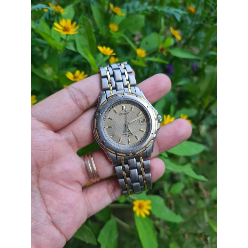 Jam tangan Seiko Quart 7N42-8140 TITANIUM original vintage