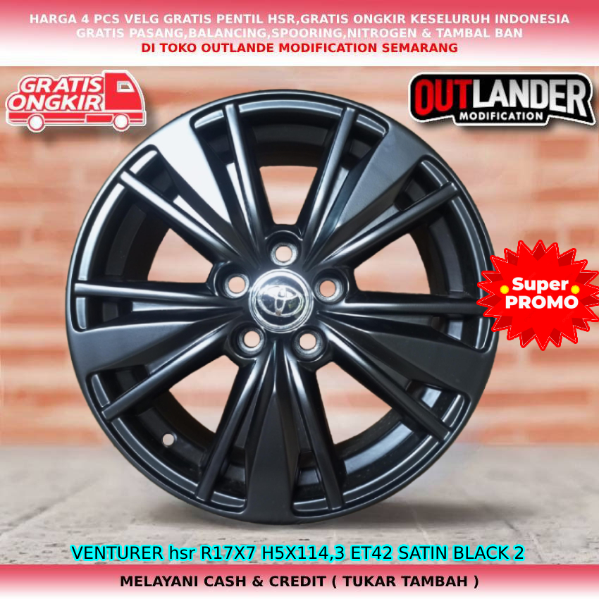 velg venturer ring17 untuk mobil Innova Murano Silvia Xtrail Delica Expander dll hsr venturer r17