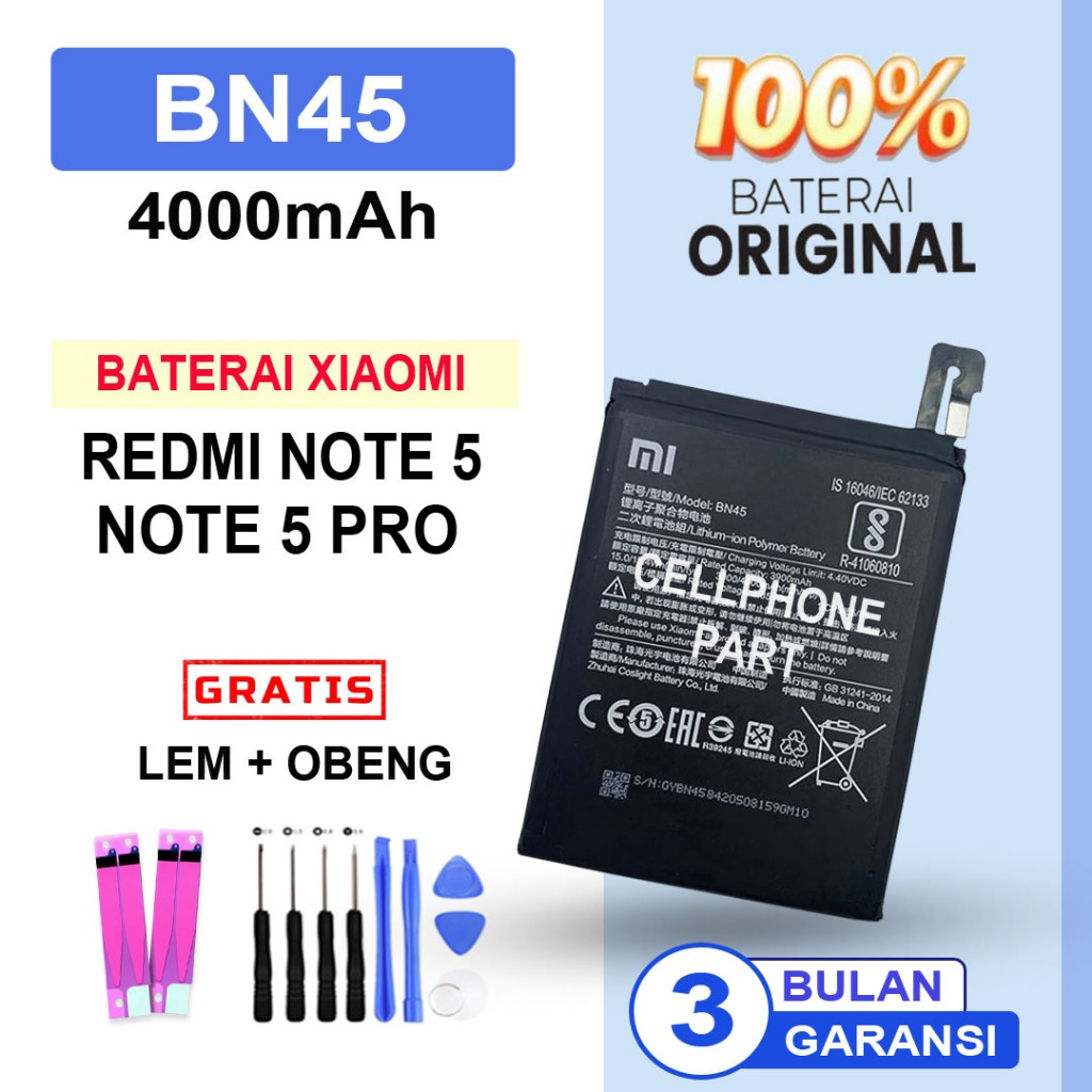 BATERAI BATRE XIAOMI REDMI NOTE 5 / NOTE 5 PRO / BN45 ORIGINAL