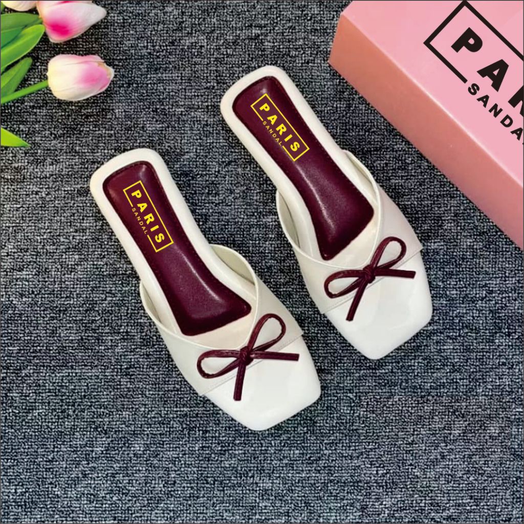 sandal flat wanita sandal Fita motif warna