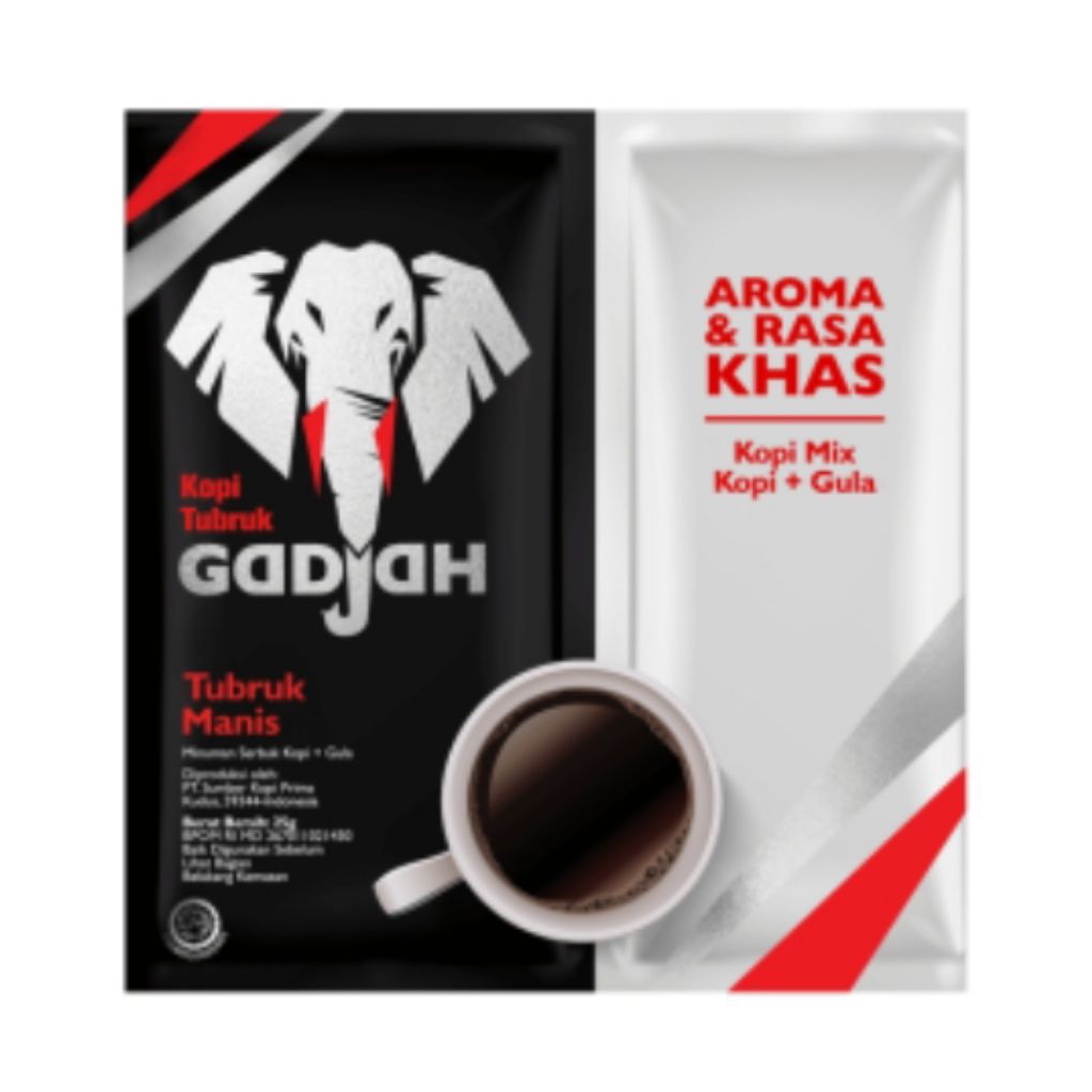 

kopi GADJAH gula terpisah 1 renceng 10 sachet 23 gram