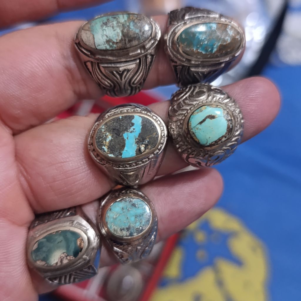 CA 108 Cincin Akik Batu Pirus Persia Asli dim kecil-kantoran asli