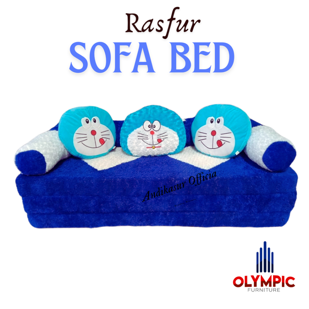 SOFA BED MINIMALIS KARAKTER / SOFABED BULU RASFUR LIPAT VARIAN MOTIF BUSA YELLOW