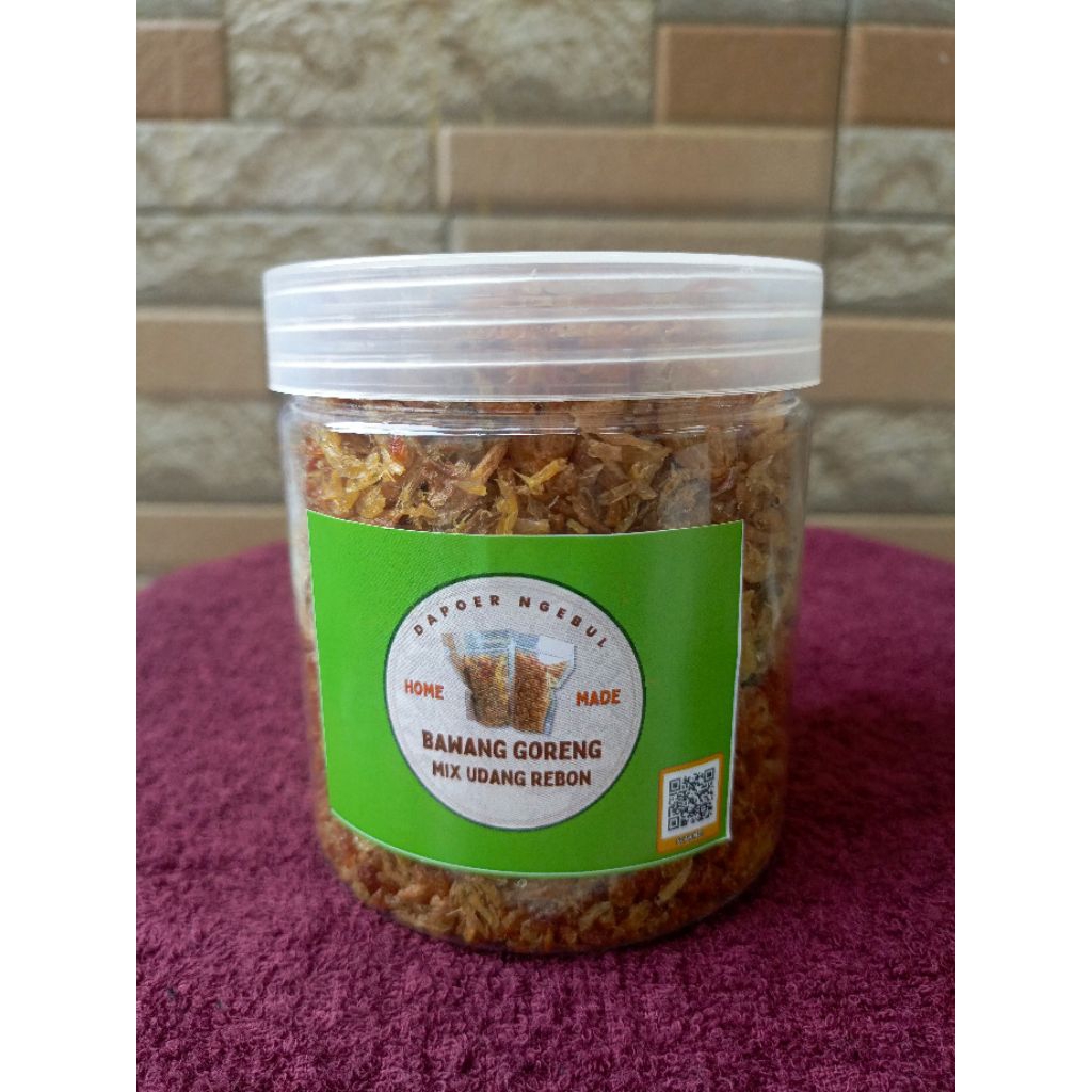 

bawang goreng mix udang rebon dapoer ngebul 220gr homemade kemasan toples