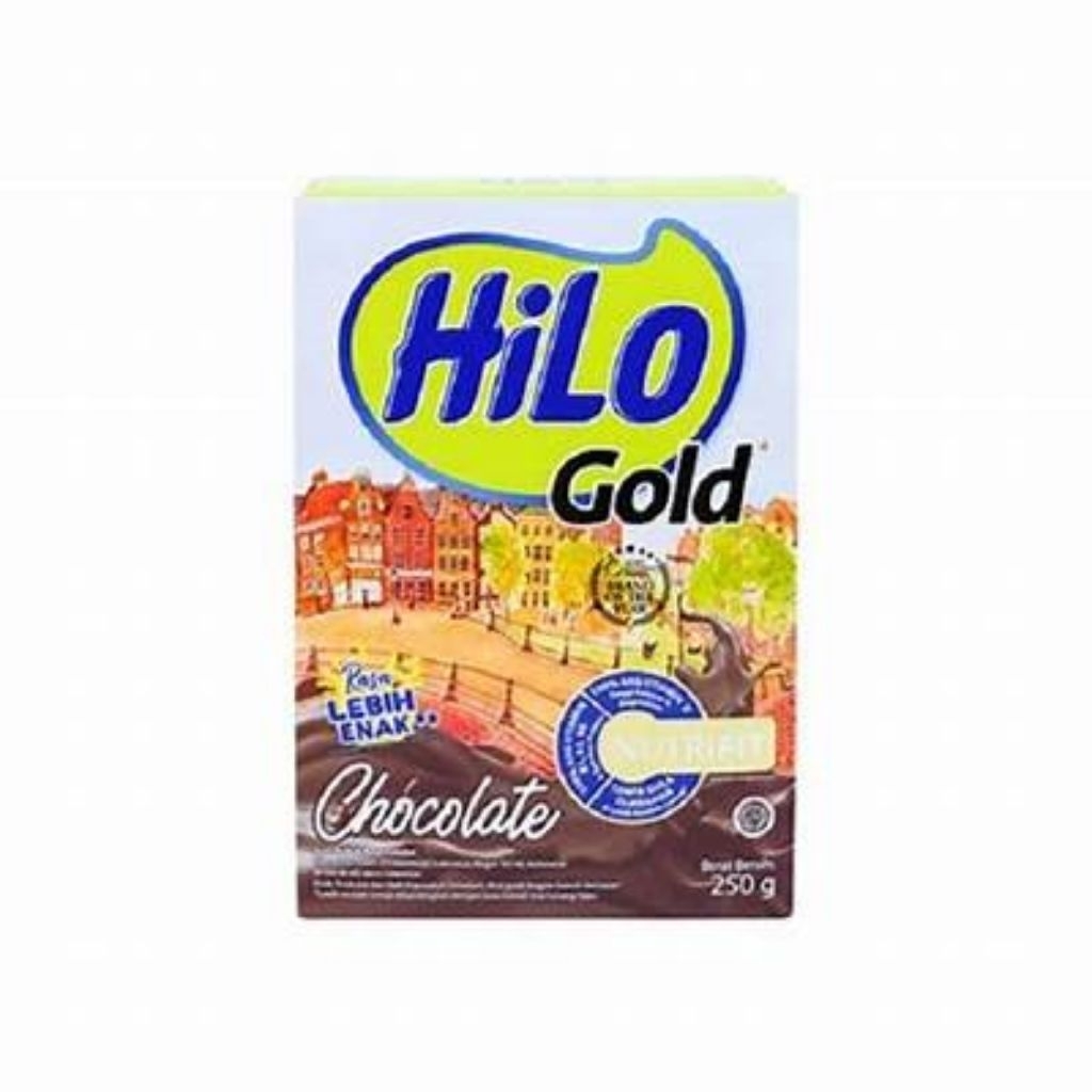 

Hilo Gold Choco Box/Dus 250g - Minuman Susu Bubuk Cokelat 1dus isi 12pcs
