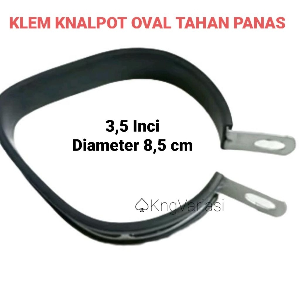 Kleman Knalpot Motor Racing dan Standar Oval 3,5 Inci Dilapisi Karet Hitam - Breket Knalpot Oval