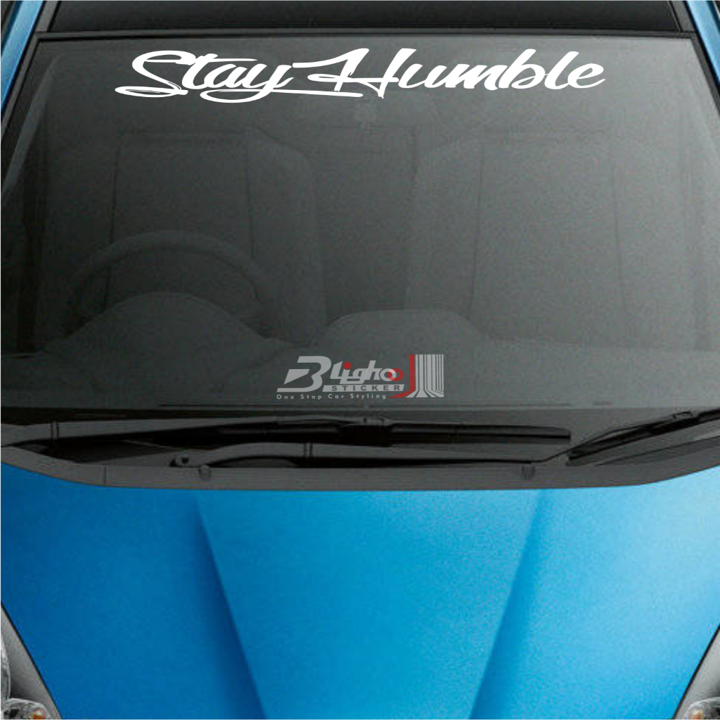 BLIGHOO - CUTTING STICKER MOBIL STAY HUMBLE 90CM KACA MOBIL KEREN STIKER MOBIL KATA - KATA BIJAK