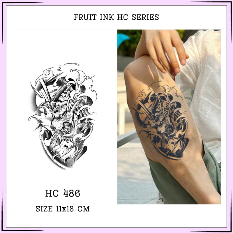 Motify Premium Tattoo Temporary HC-486 Fruit Ink Tato Temporer Motif Macan Harimau Yakuza Tahan lama