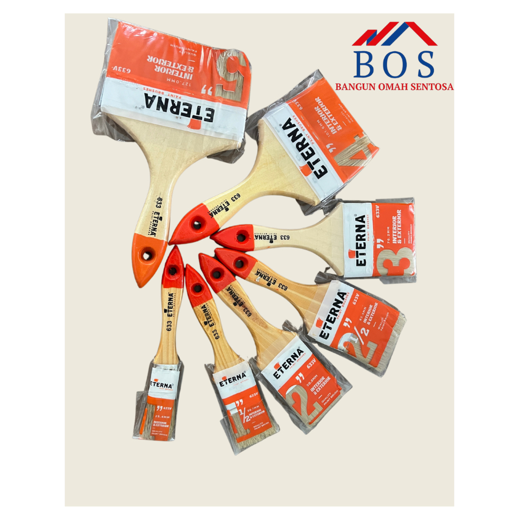 Eterna Kuas Cat Tembok dengan ukurant 1inc, 1.5inc, 2inc, 2.5inc, 3inc, 4inc dan 5inc