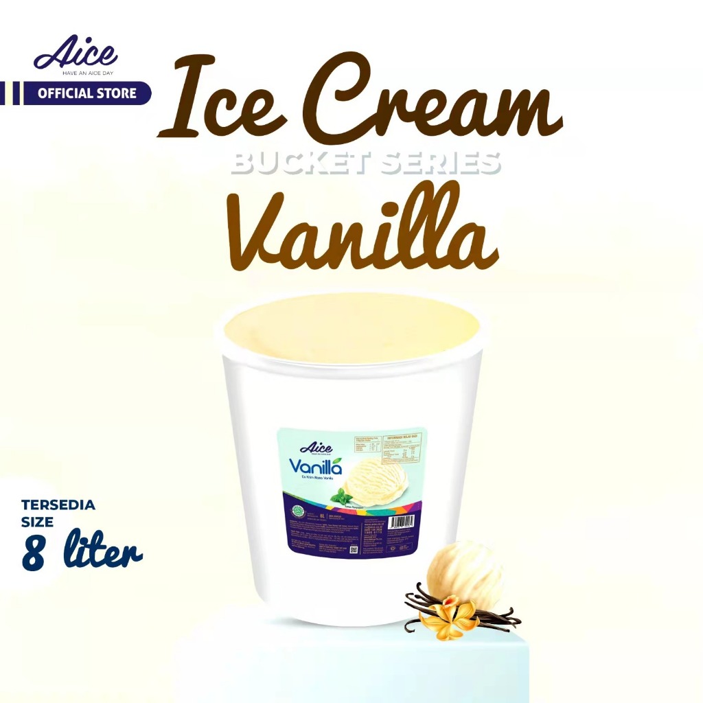 

Aice Ice Cream Vanilla Bucket 8 Liter - Eskrim Vanila Ember