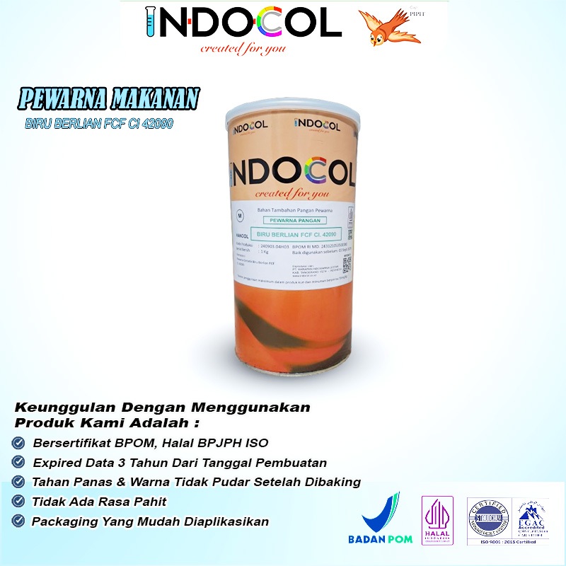 

Pewarna Makanan INDOCOL BIRU BERLIAN FCF CI.42090 (BRILLIANT BLUE) (HC)
