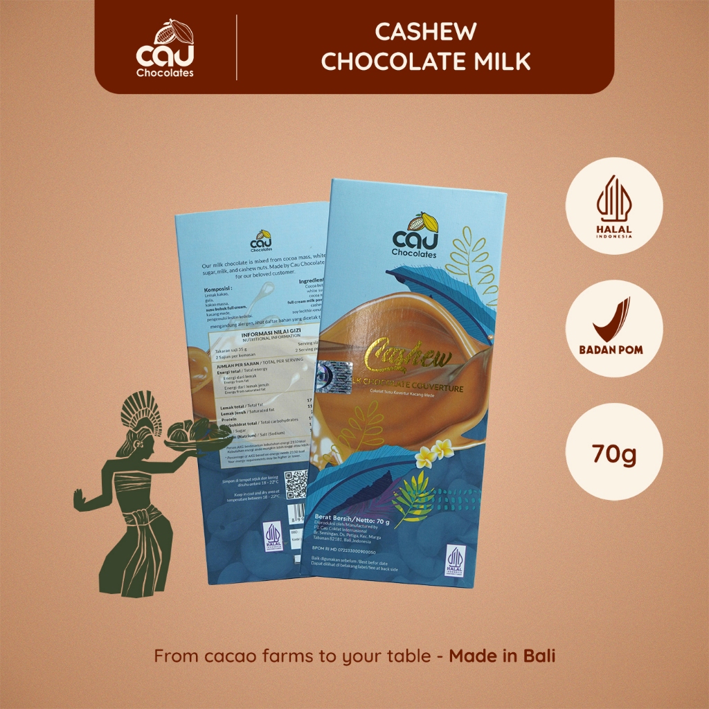 

Cau Chocolates - Dark Milk Chocolate Cashew - 70 gr