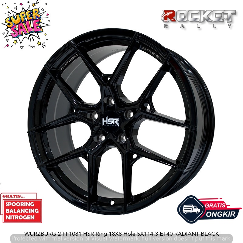 Pelek HSR R18 Type WURZBURG Lubang 5X114,3 Velg Mobil Camry Civic Wuling Almaz Expander