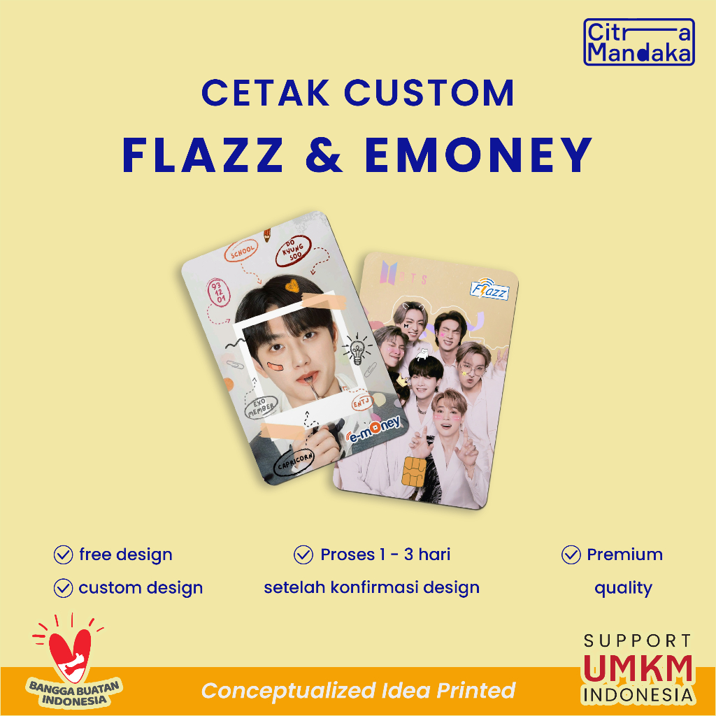 Cetak Kartu E Toll BCA Mandiri Blackpink | Custom E Money Custom NCT Mandiri UV Print KPOP BTS | Fla
