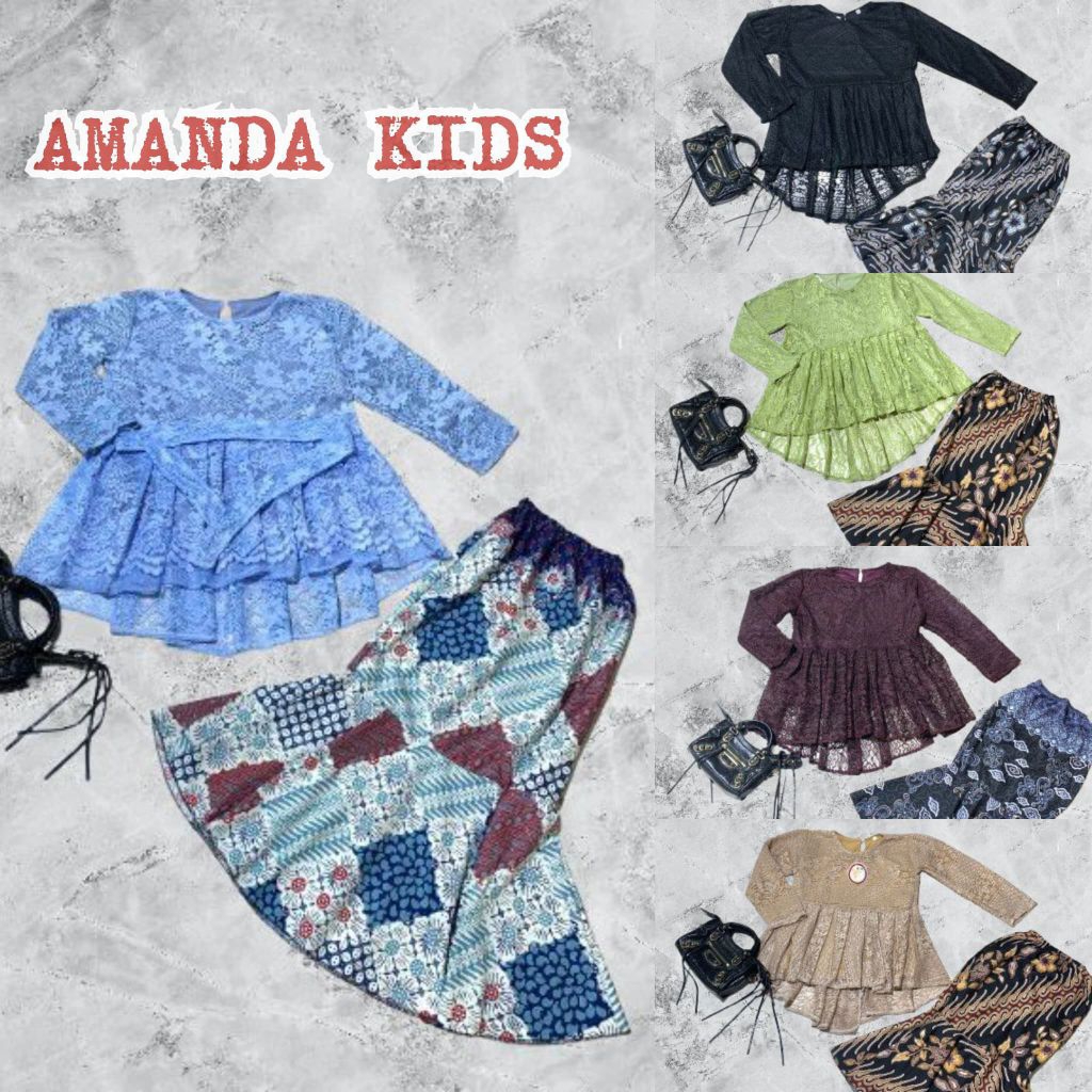 KEBAYA ANAK Stelan kebaya Anak perempuan tali pinggang rok batik duyung umur 3-12 tahun fashion mode