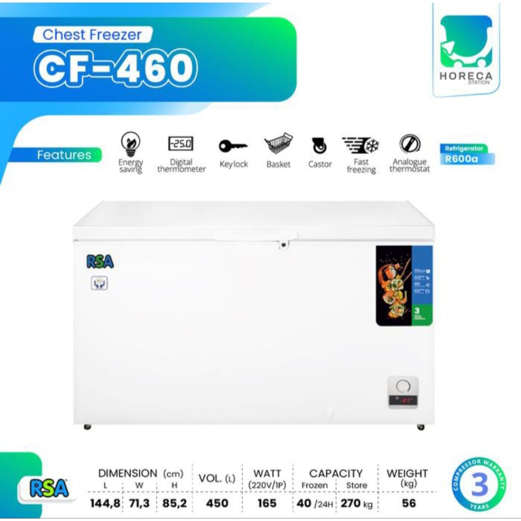 BOX FREEZER RSA 400LITER CF-460 CHEST FREEZER RSA 400 LITER CF 460 BOX FREEZER RSA