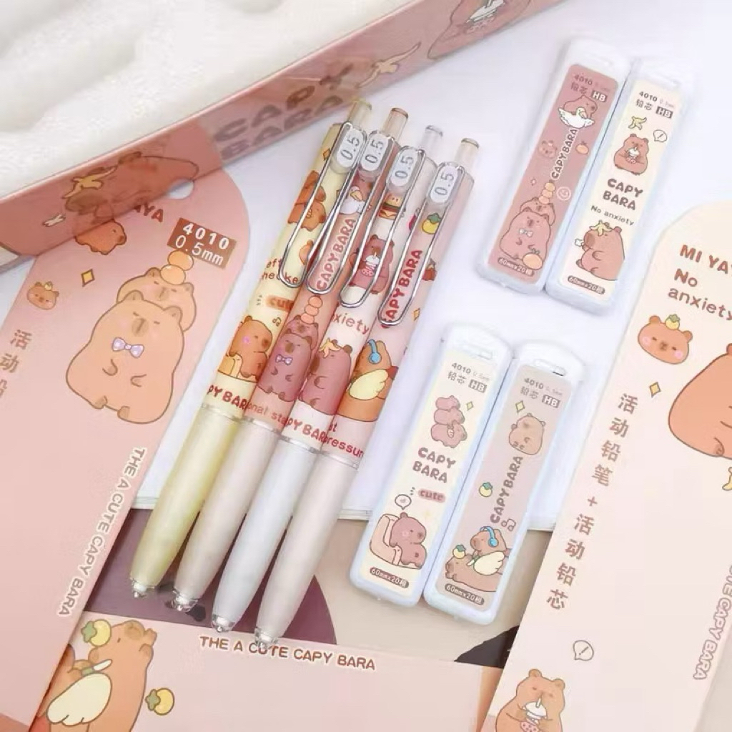 

COD05 Pensil Mekanik Set + Refill 2in1 Capybara Super Kwalitas Pencil Tic Tac