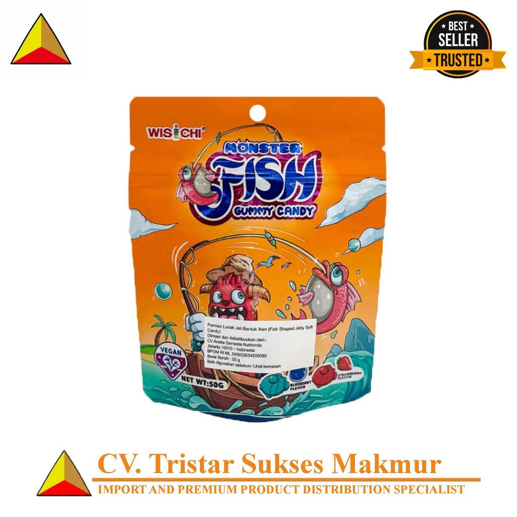 

Wischi Fish-Shaped Pectin Candy – Permen Lunak Buah Rasa Stroberi & Blueberry
