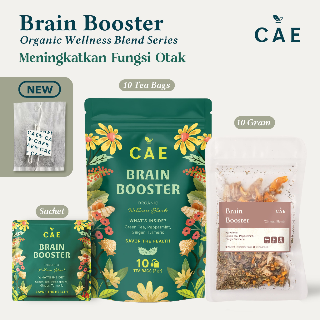 

BRAIN BOOSTER | Herbal Tea Blend Green Tea Peppermint Ginger Turmeric Premium 10 Gram
