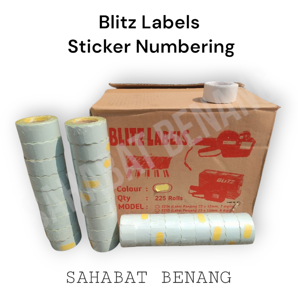 

Blitz Labels 7/8 9 digit Stiker Numbering Kertas Roll Paper Textile Garment Slop