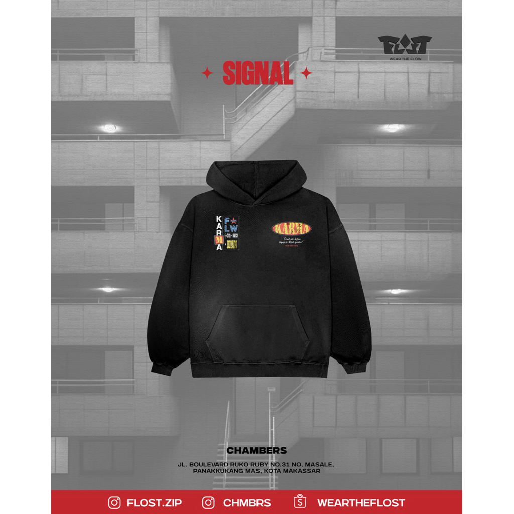 OVERSIZED HOODIE WASHED FLOST "FIGHT YOUR KARMA"