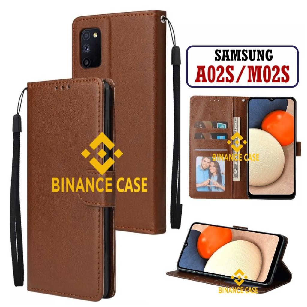 LEATHER FLIP CASE SAMSUNG A02S M02S CASE KULIT FLIP WALLET LEATHER KULIT PREMIUM SARUNG BUKA TUTUP K