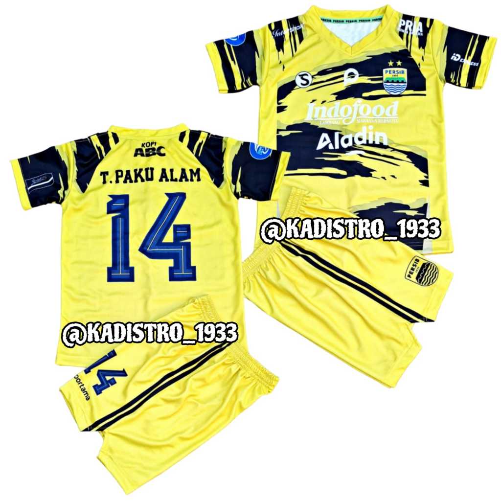 Setelan Jersey Bola Anak Persib Bandung GK Teja paku alam  2023-2024 Bahan Dry-fit milano motif Full