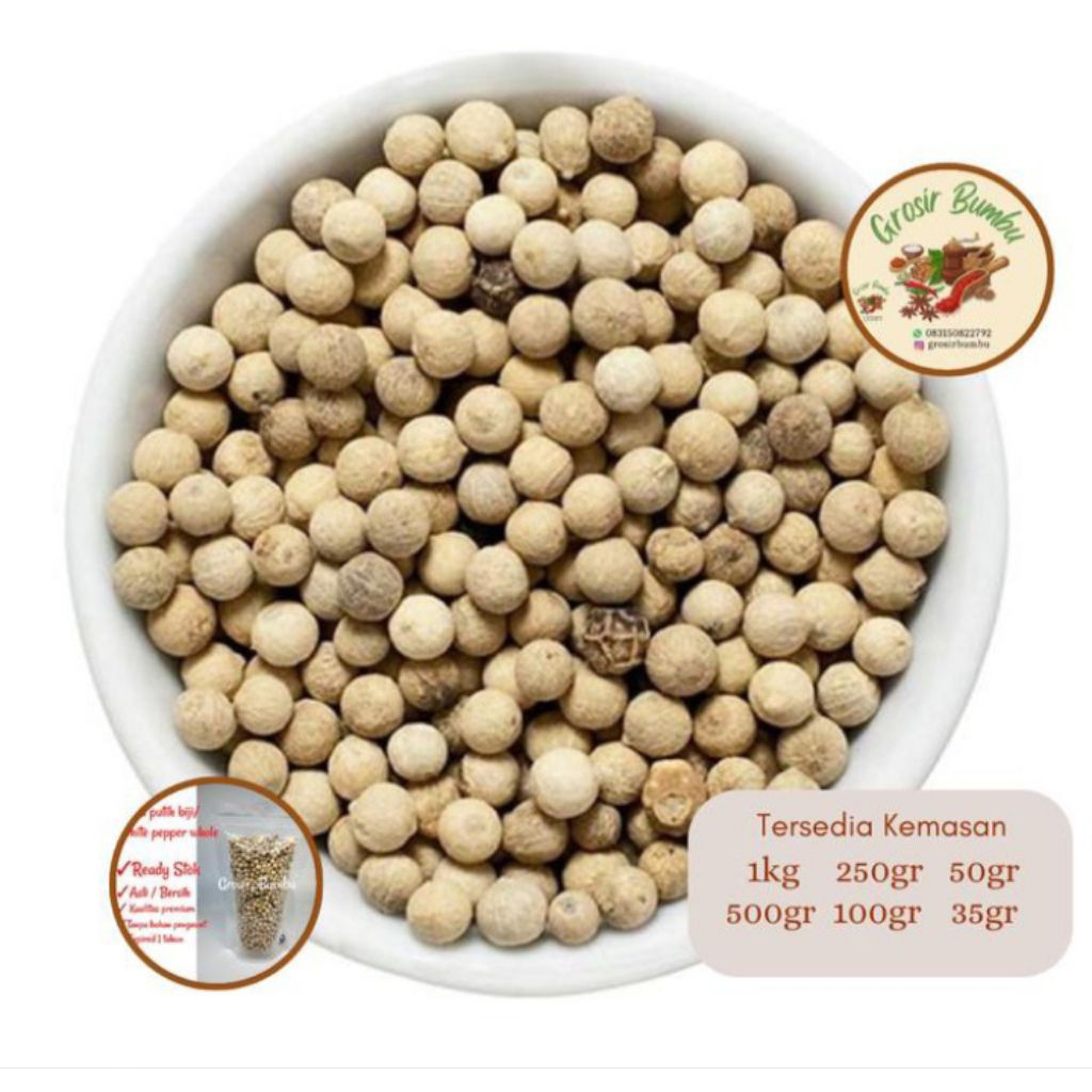 

lada putih utuh.500gr/white pepper whole. asli100%✅️