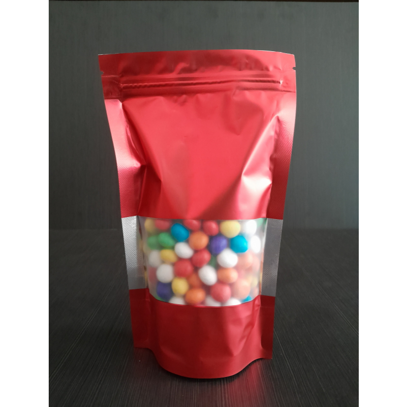 Merah Standing Pouch Ziplock Window Kemasan Snack