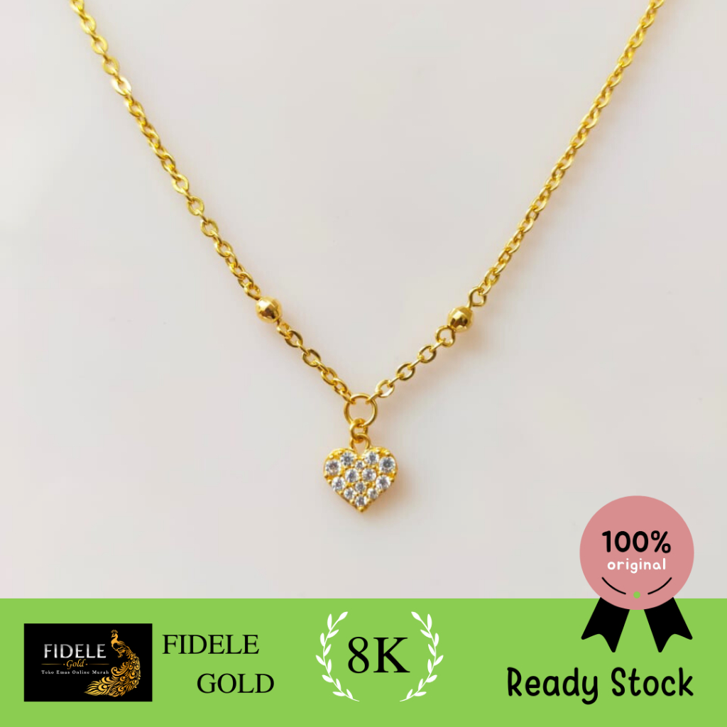 Kalung love permata fashion emas asli kadar muda surabaya 8k