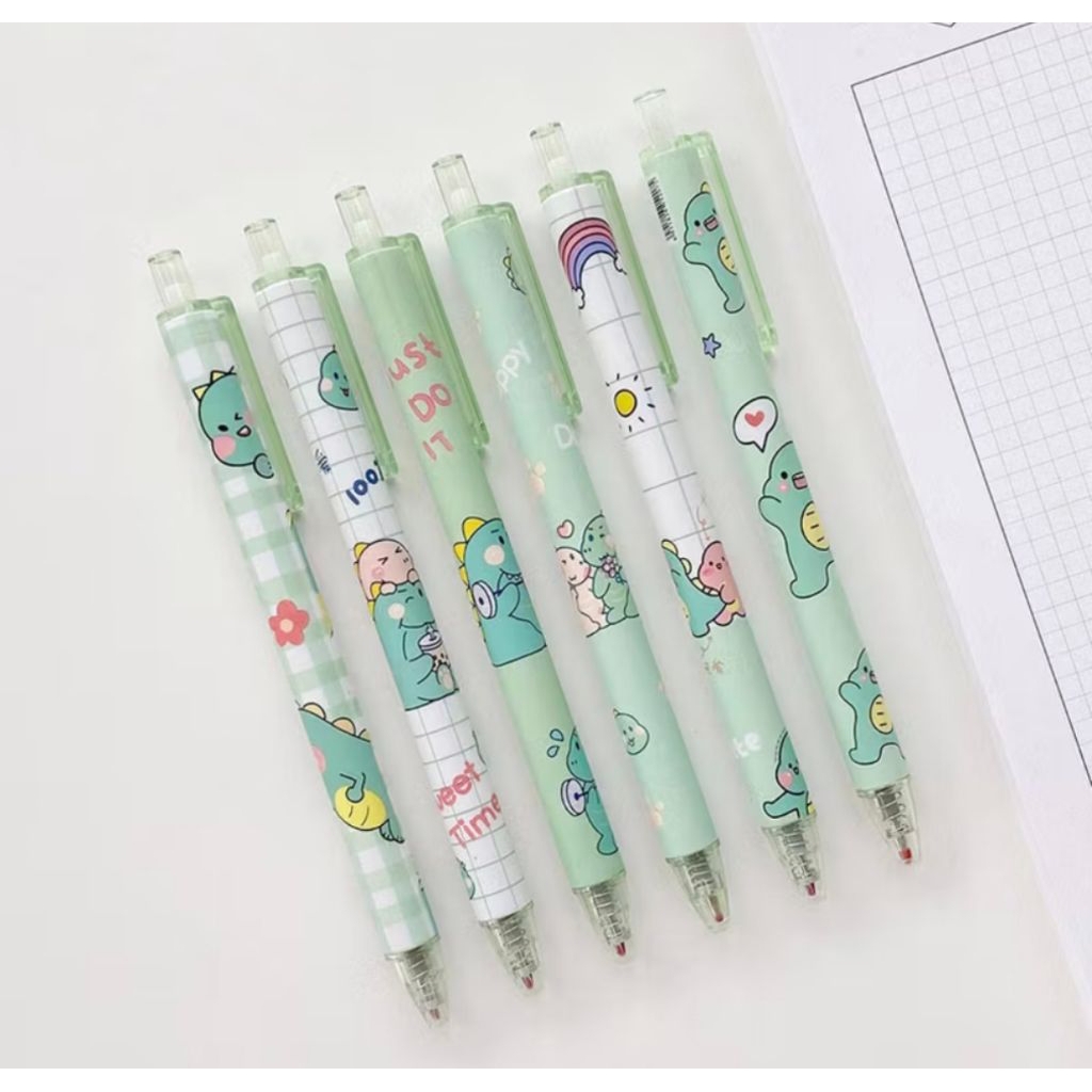 

6pcs Pulpen Gel Karakter 0.5mm / Pena Mekanik Gel Fancy
