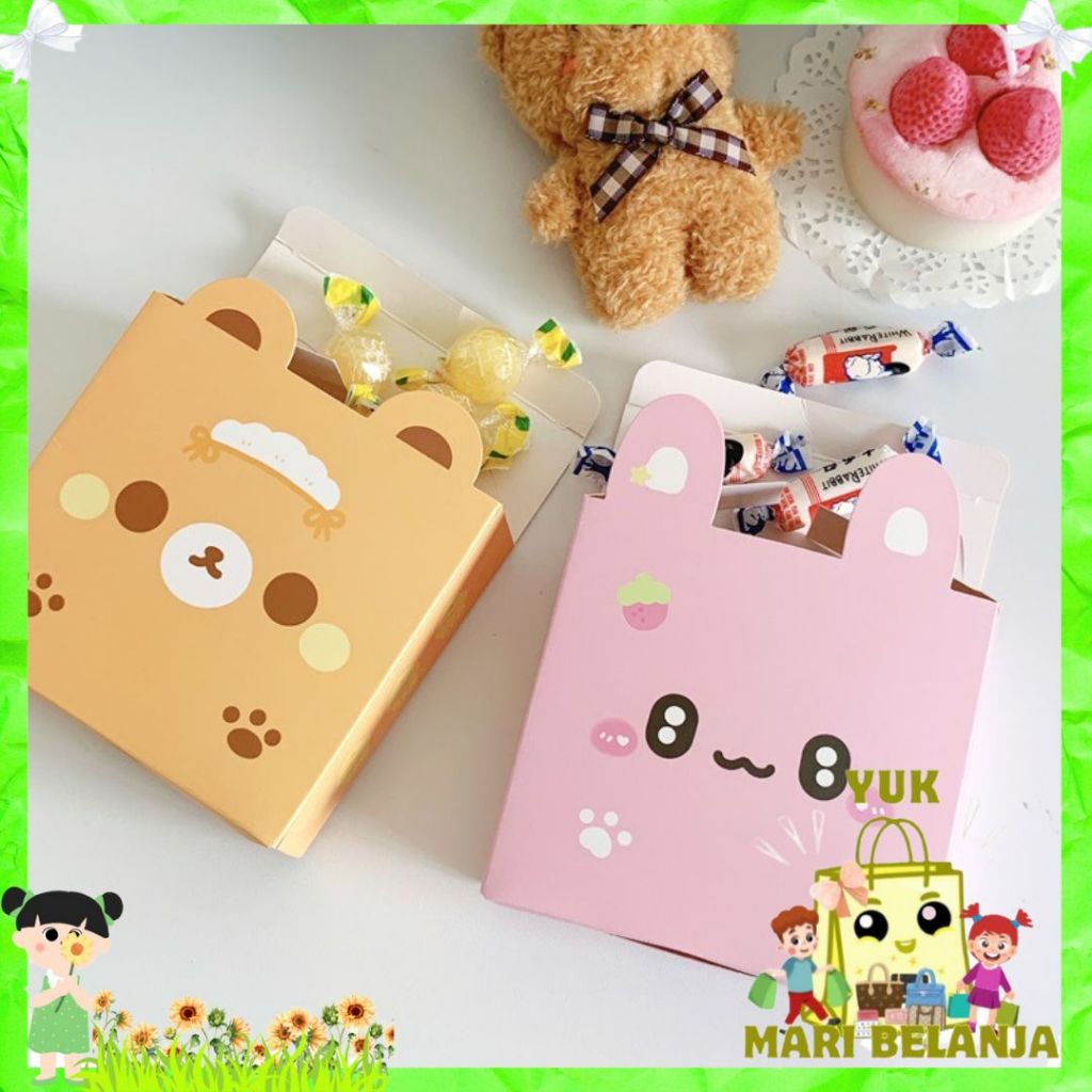 

YMB Goodie Box Hampers Gift Cute Animal Series Paper Box Ultah Kids Dus hadiah Snack Permen Kue karakter kartun lucu Tas Box Bingkisan Ulang tahun