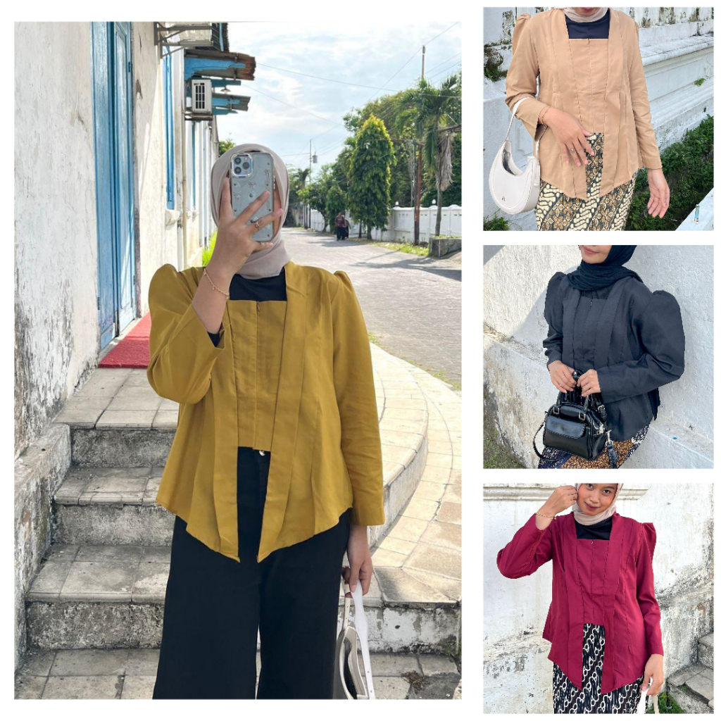 KEBAYA KUTUBARU POLOS TERMURAH / KUTUBARU LENGAN BALON / ATASAN KUTUBARU POLOS LENGAN PANJANG