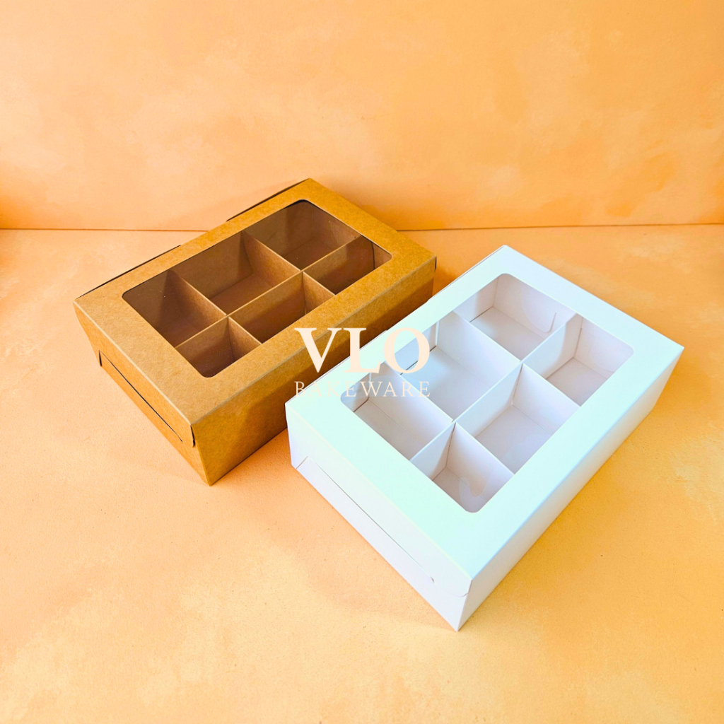 

[1 SET ISI 10 PCS] Kotak kue sekat 6 ivory tebal | dus box kue hampers