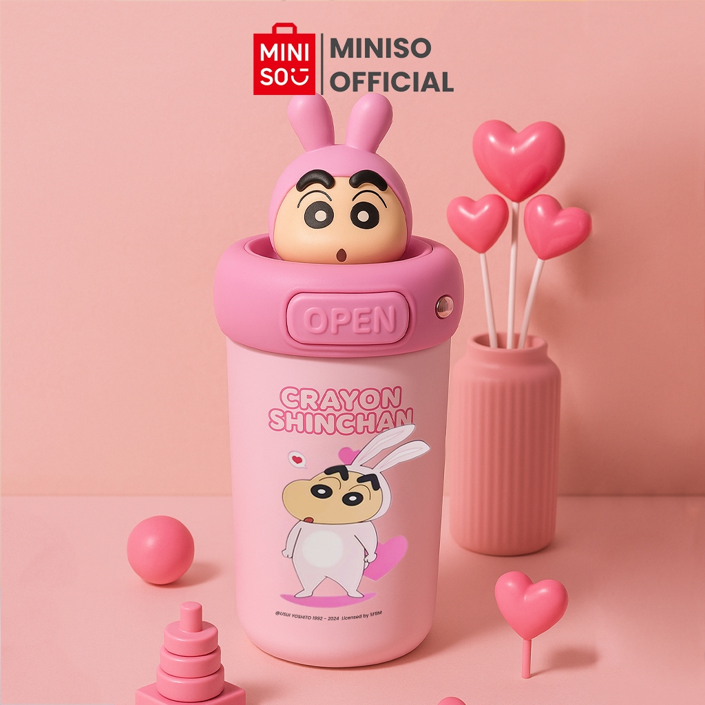 MINISO Crayon Shinchan Collection Flip-Top Insulated Bottle 600mL Botol MInum Anak Karakter Shinchan