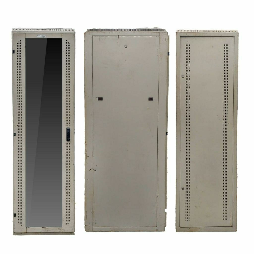 Rack Server Fortuna 42U - Warna Cream Depth 80 cm | Tanpa Kunci | Tanpa Roda Pintu Kaca